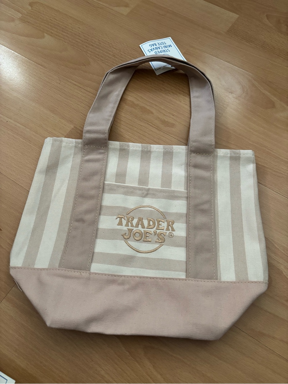 Trader Joe's Brown Stripe Mini Canvas Tote